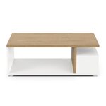 Table basse rectangulaire ACCESS - 3 Niches - chêne Hamilton et blanc - 91 8 x 50 x 36 cm