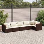 vidaXL Salon de jardin 6 Pièces avec coussins Marron Résine tressée