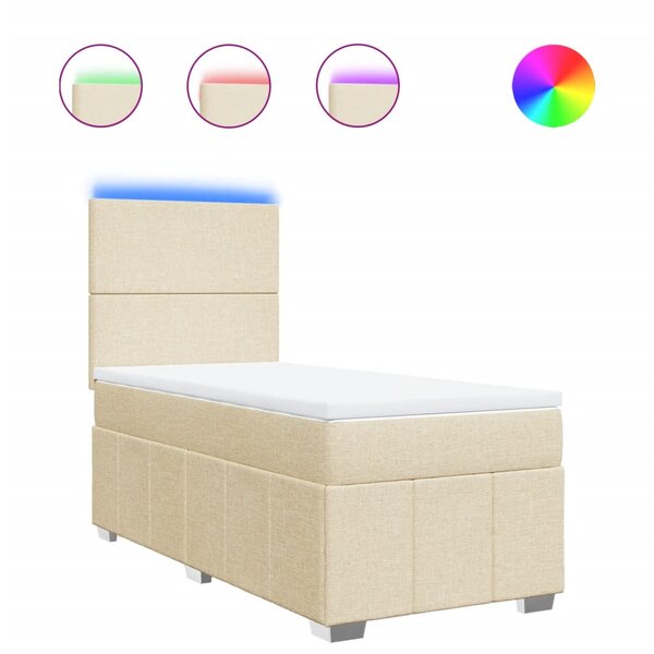 vidaXL Sommier à lattes de lit avec matelas Crème 90x200 cm Tissu