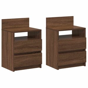 vidaXL Tables de chevet 2 Pièces avec 2 tiroirs chêne marron 40x33x60 cm
