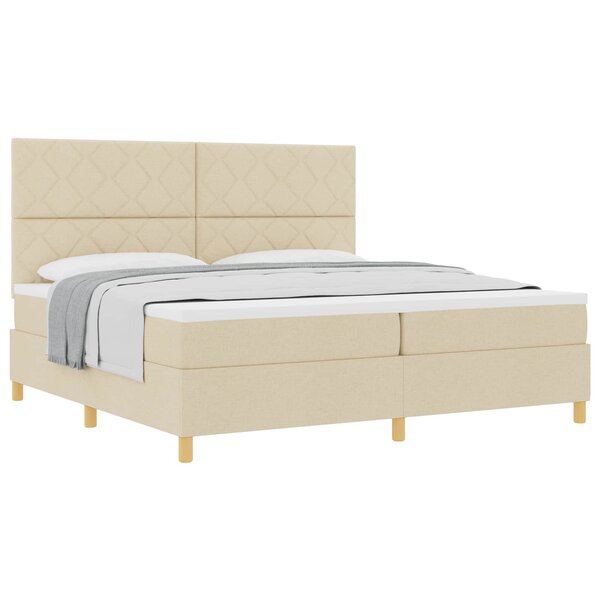 vidaXL Lit à ressorts avec matelas Crème 200 x 200 cm tissu