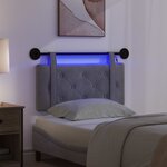 vidaXL Tête de lit suspendue Avec lumière LED Gris foncé Velours