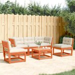 vidaXL Salon de jardin 5 Pièces avec coussins cire marron bois pin massif