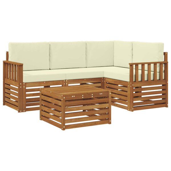 vidaXL Ensemble de canapés d'extérieur 5 pc Naturel et Crème Polyester