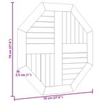 vidaXL Dessus de table 70x70x2 5 cm octogonal bois de teck massif