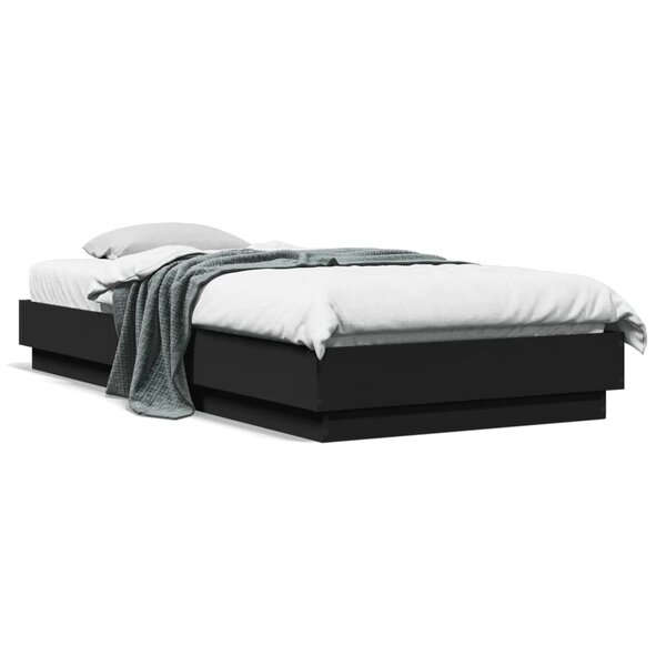vidaXL Cadre de lit sans matelas noir 90x200 cm bois d'ingénierie
