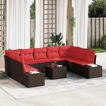 vidaXL Ensemble de canapé de jardin 10 Pièces Marron et rouge