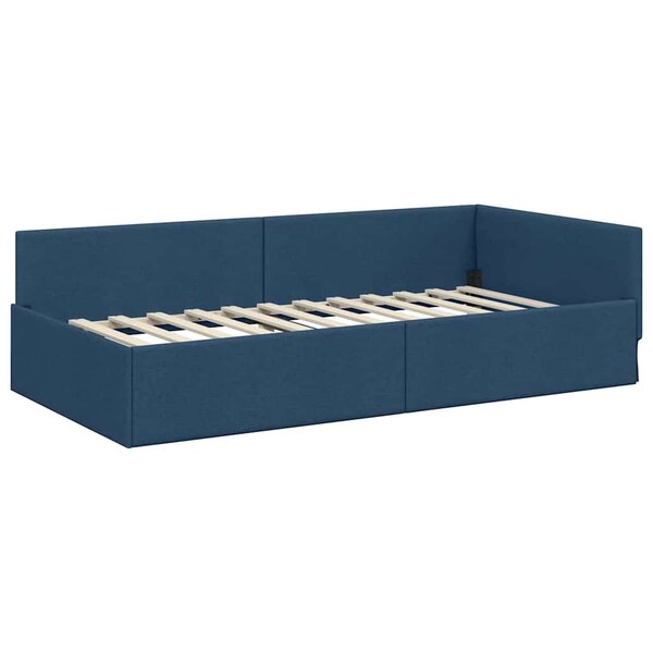vidaXL Cadre de lit d'angle Bleu 80 x 200 cm Tissu et bois reconstitué