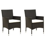 vidaXL Chaises de jardin lot de 2 avec coussins Résine tressée Noir