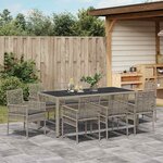 vidaXL Ensemble de salle à manger pour jardin 9 Pièces Gris Poly rotin