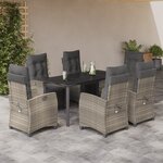 vidaXL Ensemble à manger de jardin et coussins 7 Pièces gris clair rotin