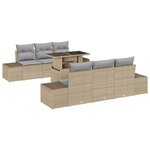 vidaXL Set de canapé de jardin 7 pièces avec coussins Beige en poly rotin
