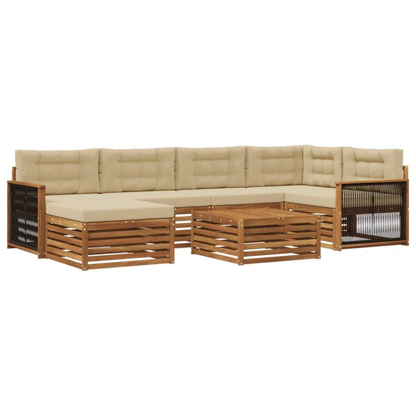 vidaXL Ensemble de canapés d'extérieur 7 Pièces Naturel et Beige