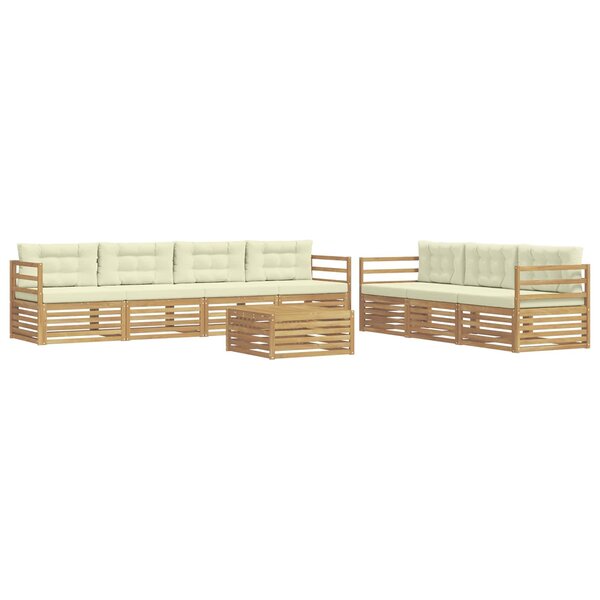 vidaXL Ensemble de canapés d'extérieur 8 pc Blanc et crème Polyester