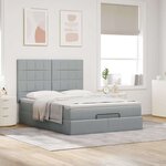 VidaXL Cadre de lit ottoman et matelas gris clair 140x200 cm tissu