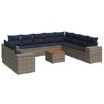 vidaXL Salon de jardin 11 Pièces avec coussins gris résine tressée