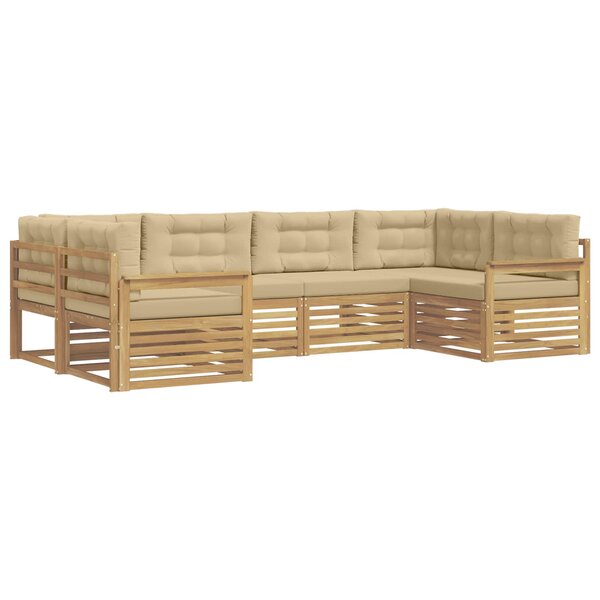 vidaXL Ensemble de canapés d'extérieur 6 pc Blanc et Beige