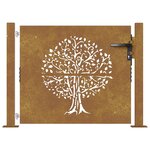 vidaXL Portail de jardin 105x80 cm acier corten conception de l'arbre