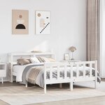 vidaXL Cadre de lit sans matelas blanc 120x200 cm bois de pin massif