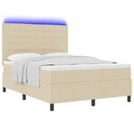 vidaXL Lit à ressorts avec matelas avec LED Crème 140 x 200 cm tissu