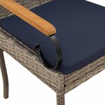 vidaXL Chaises de jardin avec coussin 2 Pièces Gris et bleu marine