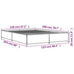 vidaXL Cadre de lit chêne fumé 120x200 cm bois d'ingénierie et métal