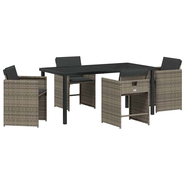 vidaXL Ensemble de salle à manger pour jardin 5 Pièces Gris polyrotin