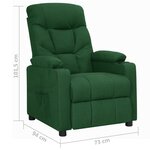 vidaXL Fauteuil inclinable Vert foncé Tissu