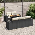 vidaXL Salon de jardin 6 Pièces avec coussins noir résine tressée