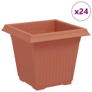 vidaXL Pot de Fleurs Carré 24 Pièces Rouge brique 16 x 16 x 14 cm