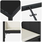 vidaXL Ensemble de jardin 5 pièces avec coussins en rattan poly noir
