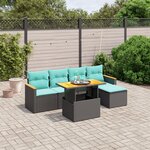 vidaXL Salon de jardin 6 Pièces avec coussins noir résine tressée