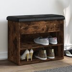 vidaXL Banc à chaussures chêne fumé 62x32x50 cm bois d'ingénierie