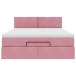 vidaXL Cadre de lit ottoman avec matelas rose 140x190 cm velours