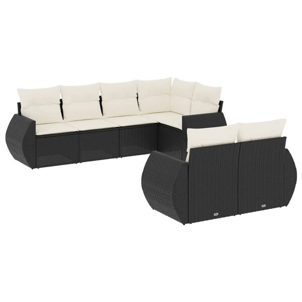 vidaXL Salon de jardin 7 Pièces avec coussins noir résine tressée