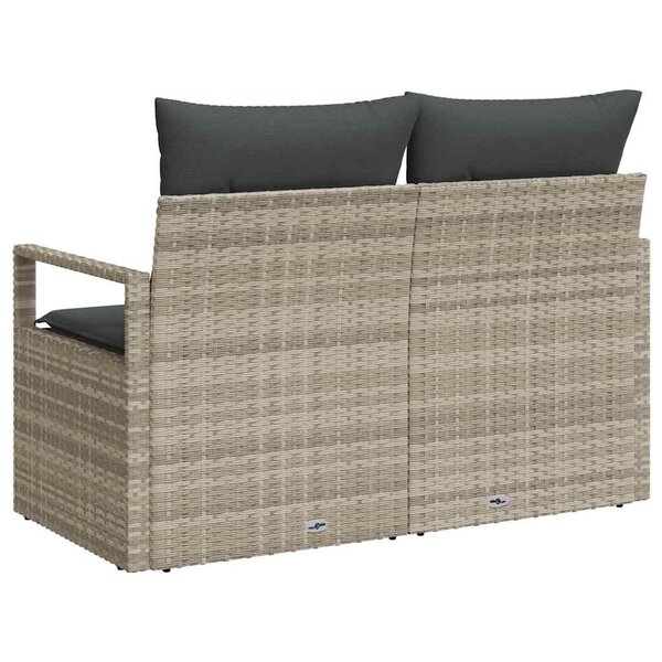 vidaXL Sofa de jardin 2 places avec rangement et des coussins gris en poly rattan