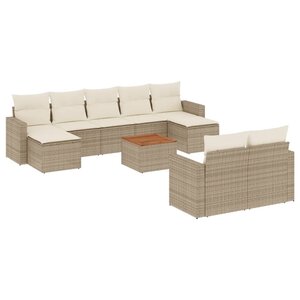 vidaXL Salon de jardin avec coussins 10 Pièces beige résine tressée