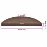 vidaXL Tapis d'escalier 30 pièces 56 x 17 x 3 cm marron café demi-rond