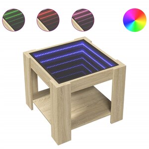 vidaXL Table basse avec LED chêne sonoma 53x53x45 cm bois d'ingénierie
