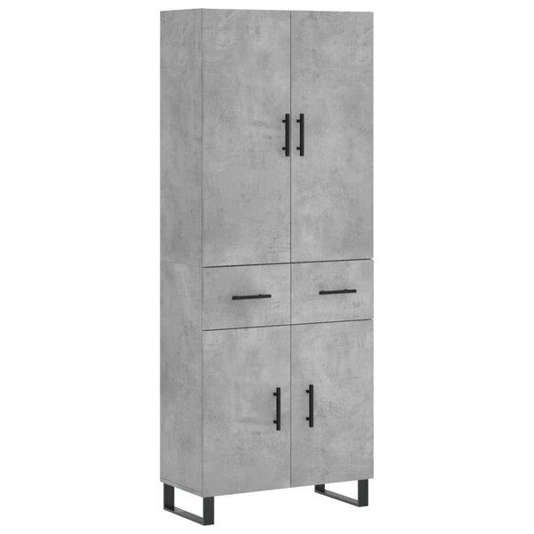 vidaXL Buffet haut Gris béton 69 5x34x180 cm Bois d'ingénierie