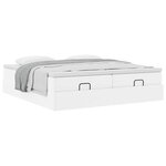 VidaXL Cadre de lit ottoman avec matelas blanc 160x200 cm similicuir