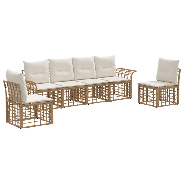 vidaXL Ensemble de canapés d'extérieur 6 Pièces Blanc Naturel et Crème