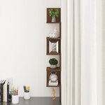 vidaXL Étagère d'angle murale Chêne brun 20x20x127 5cm Bois ingénierie