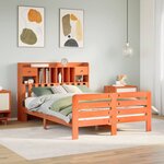 vidaXL Lit bibliothèque sans matelas cire marron 160x200 cm pin massif