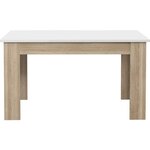 PILVI Table a manger - L 140 x I90 x H 75 cm - Blanc et chene sonoma