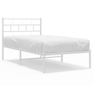 vidaXL Cadre de lit métal sans matelas avec tête de lit blanc 75x190cm