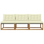 vidaXL 3 Pièce Sofa de milieu extérieur Bois d'Acacia Massif Naturel