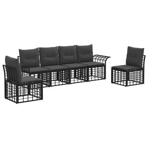vidaXL Ensemble de canapés d'extérieur 6 Pièces Noir et Gris foncé