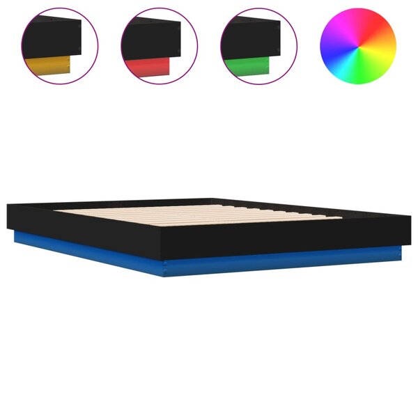 vidaXL Cadre de lit avec LED sans matelas noir 150x200 cm