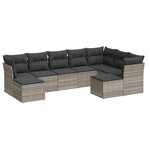 vidaXL Salon de jardin 9 Pièces avec coussins gris clair résine tressée